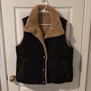 Black Vest with Tan Sherpa Lining